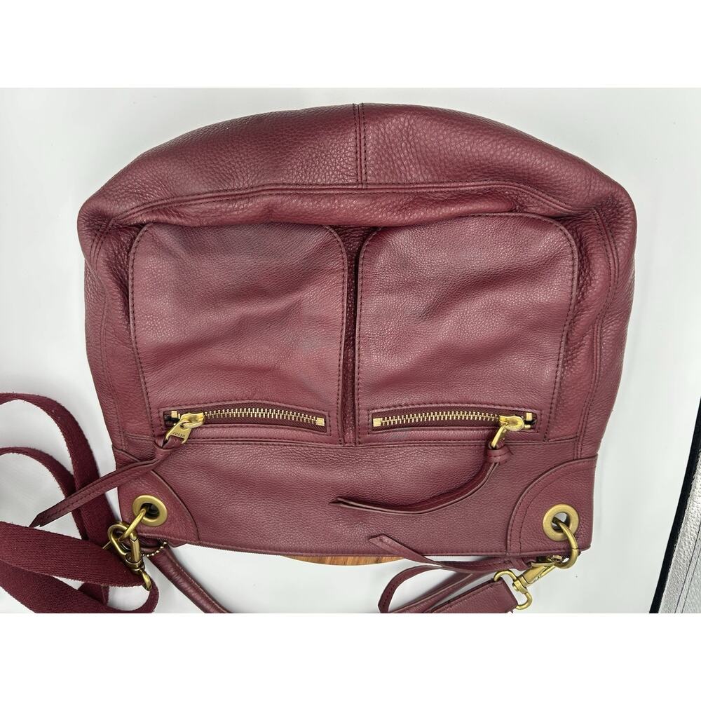 Fossil Handbag Purse Purple Pebble Leather Crossbody Or Shoulder Zip Boho Chic - Picture 4 of 16